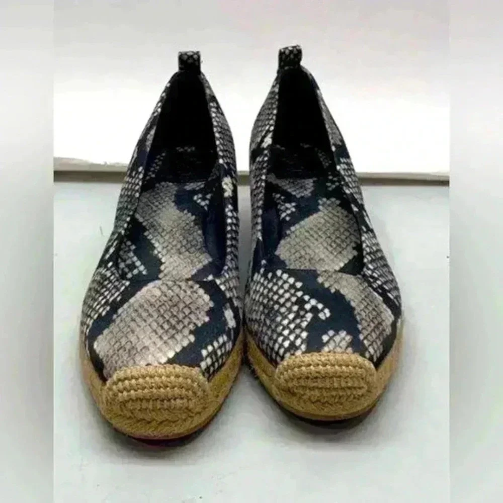 Tory Burch Snake Print Espadrille Flats Women's Shoes Size 8.5